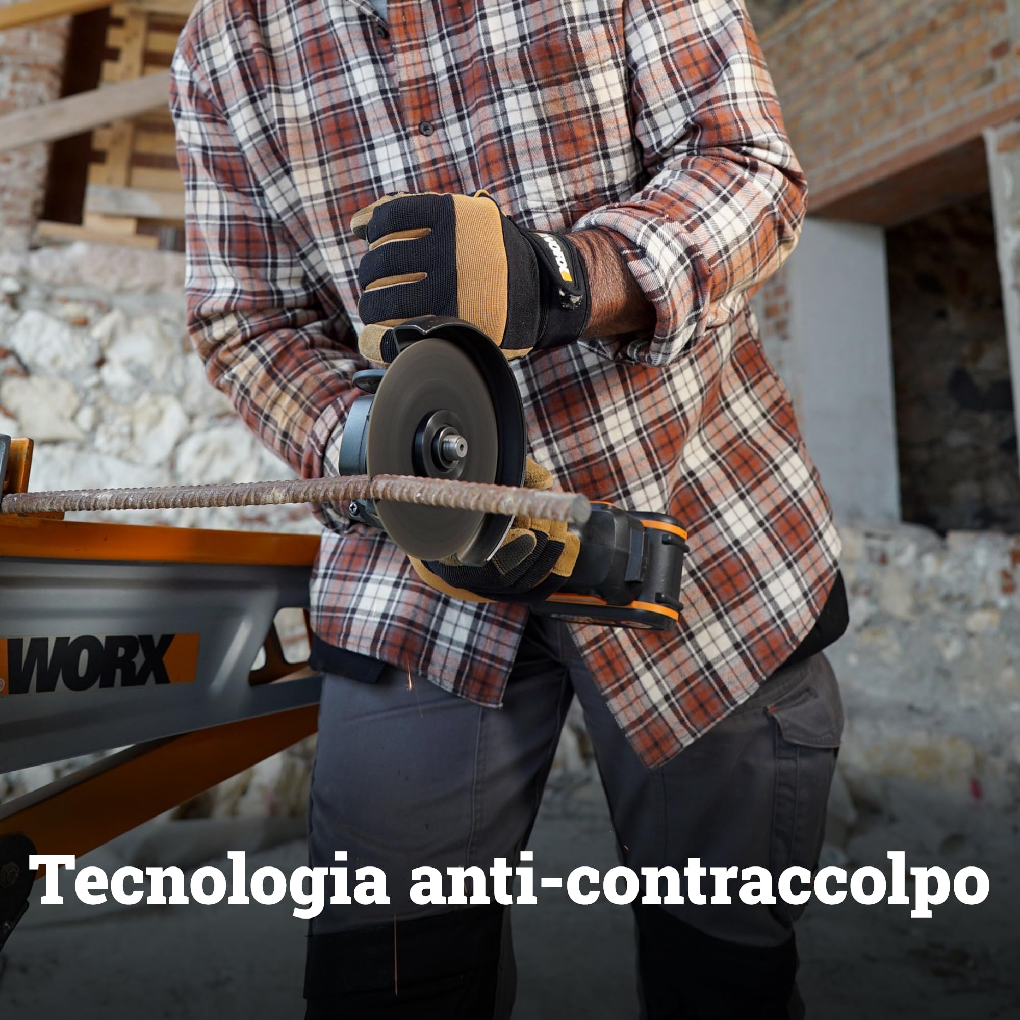 WORX WX814.2 Smerigliatrice angolare a batteria 20 V, disco da 125 mm, con dischi aggiuntivi inclusi
