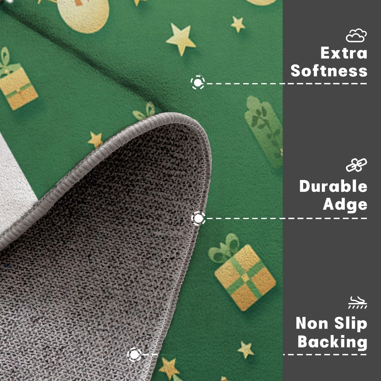 Alfombra Entrada Casa 60x120cm Felpudo Absorbente Muñeco Nieve Reno Y Regalos Alfombra Exterior para Puerta Icono Navideño Alfombrilla Antideslizante Atrapapolvo para Puerta, Pasillo, Jardín, Verde