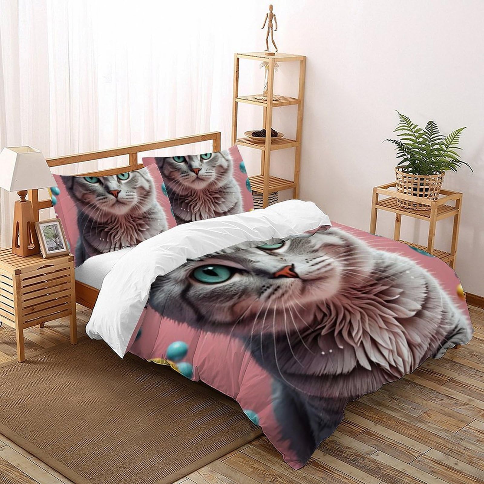 Housse de Couette Animaux Lit Deux Personnes Grand Format Microfibre Imprimé 3D Enfant