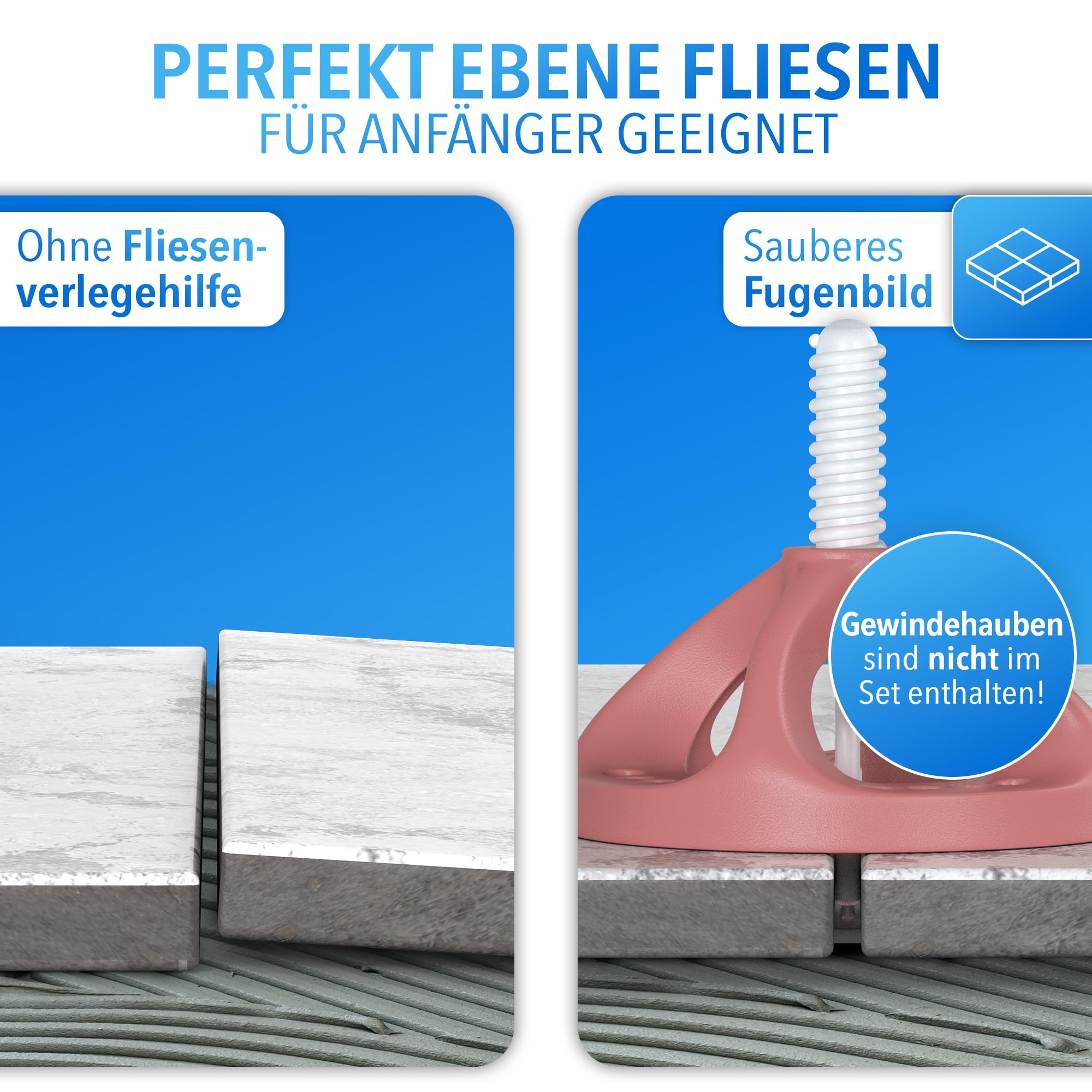 Fliesen Nivelliersystem 500 stk., 2mm Fugenbreite, Abstandshalter zum Fliesen Legen, Fliesenverlegehilfe Fliesenleger Werkzeug Fliesenkreuz 2 mm fliesenkreuze fugenkreuze keile nivelliersystem fliesen