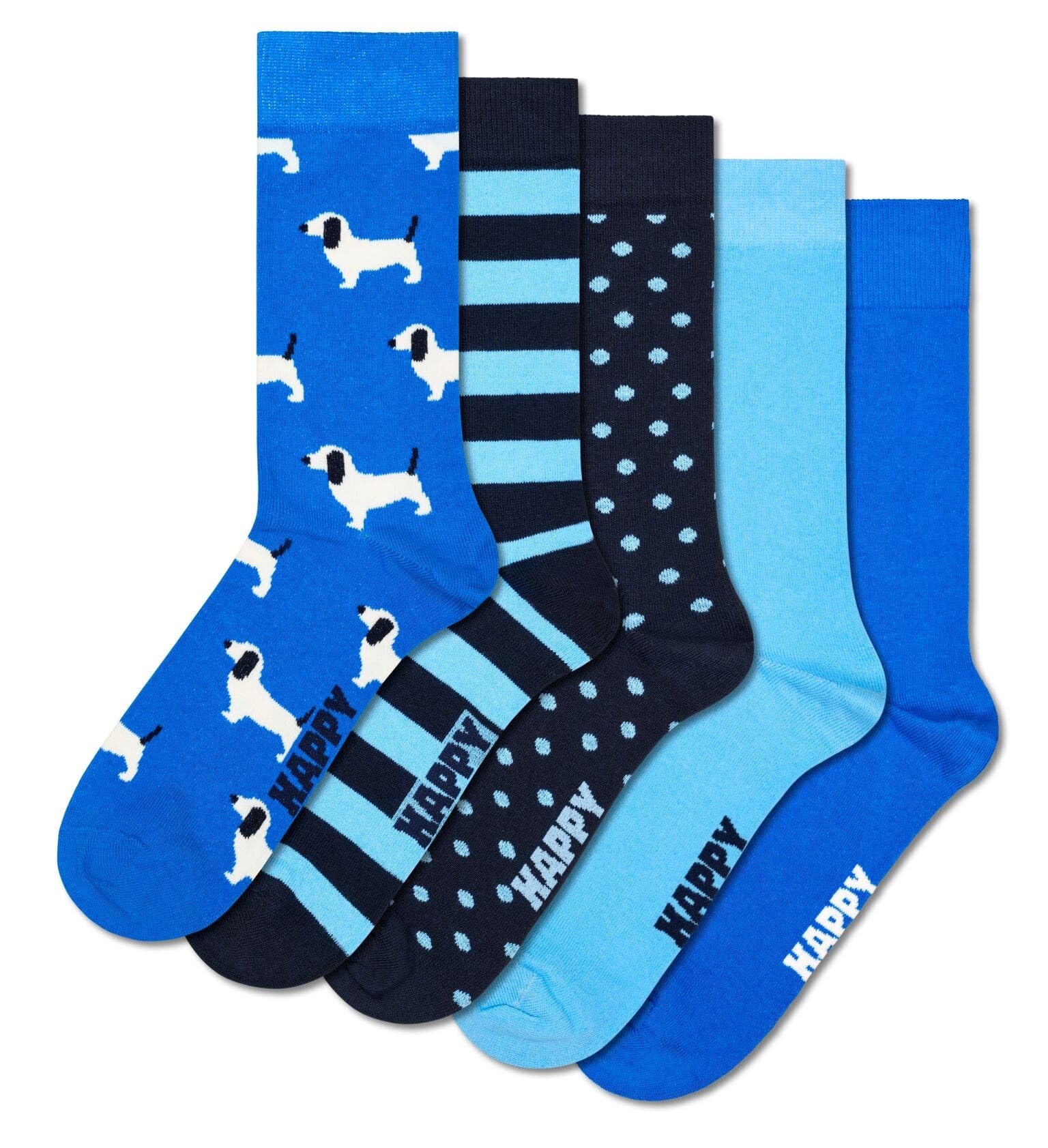 Happy Socks Calcetines altos con estampado de perros para hombre y mujer, 36-40 y 41-46