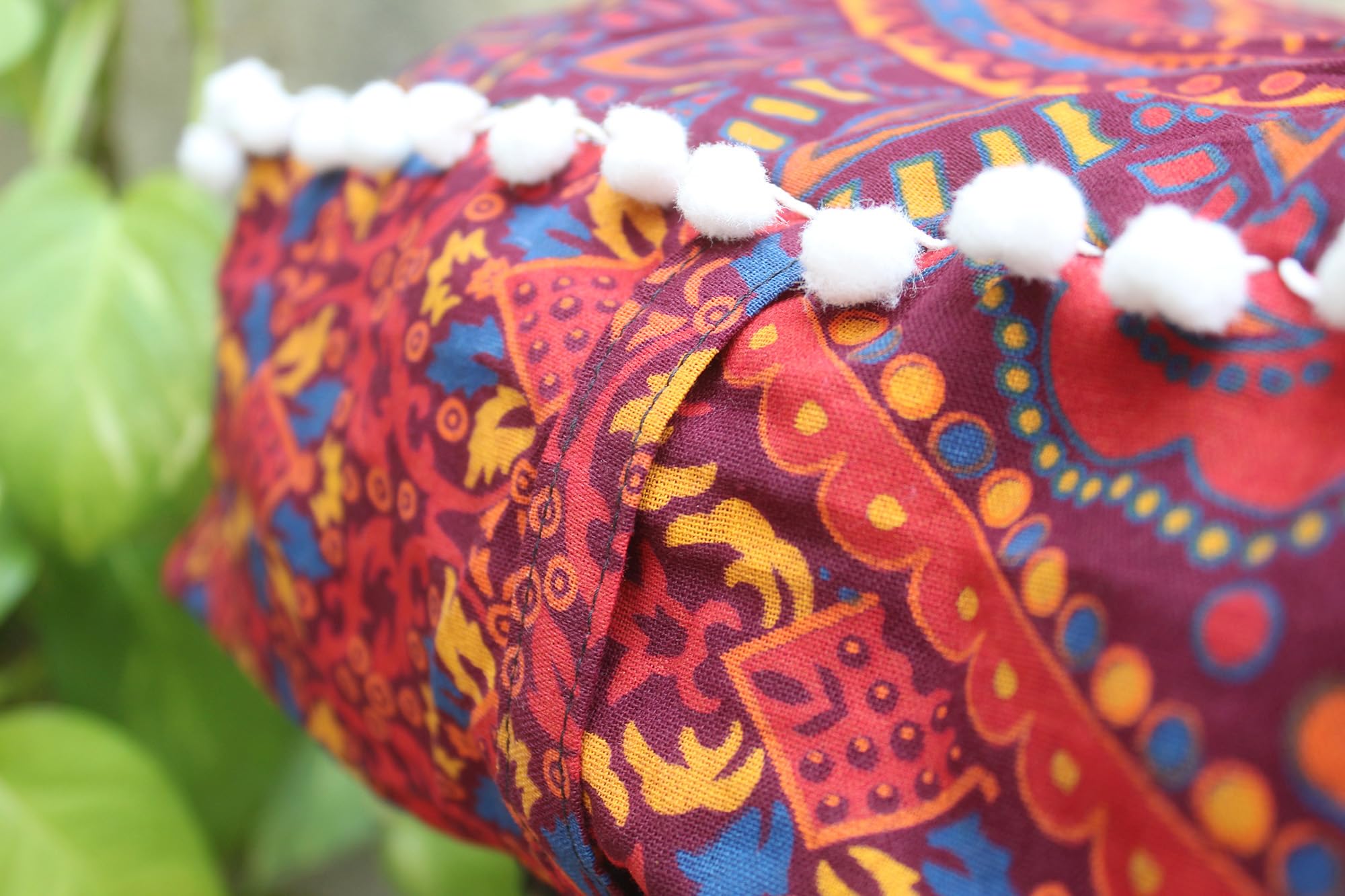 INDIAN CRAFT CASTLE ICC Floor Pillows & Cushion Covers Decorative Hippie Mandala Pouf Pillow Covers Seating Meditation Cushion Cover Large Boho Ottoman Case Pillowcase Couch New Orange, 24