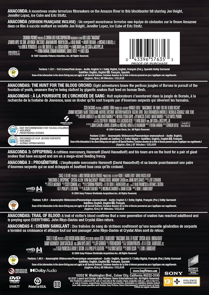 Amazon.co.jp: Anaconda: 4-Movie Collection [DVD] : DVD