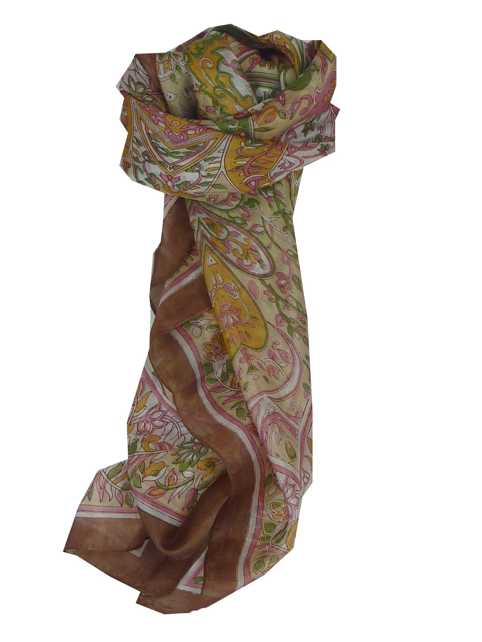 Pashmina & Silk Mulberry Silk Classic Square Scarf Alisha Caramel