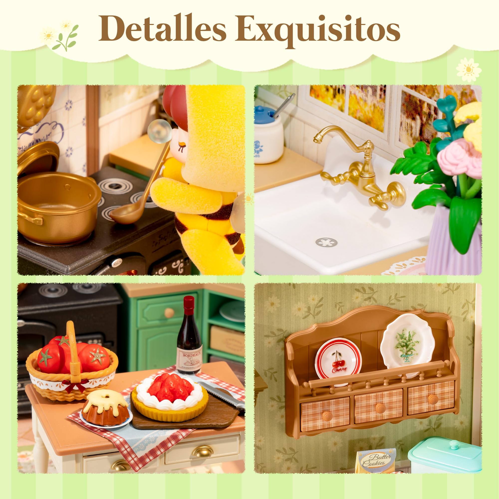 Rolife Super Creator Maquetas DIY Miniature House Kit Casas Miniaturas para Montar Maquetas Madera para Construir Adultos Caja Expositora Apilable Sin Pegamento Regalo Creativo (Farmhouse Kitchen)