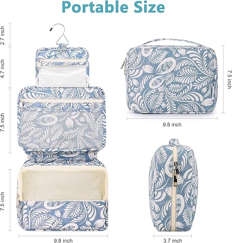 Miniatura 39 de Mossio Neceser colgante con gancho resistente, organizador de viaje grande portátil para maquillaje cosmético para hombres y mujeres Beige,Pájaro