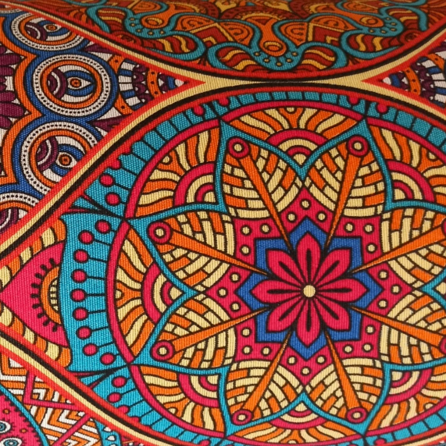Bolster Yoga Mandalas Persa – Cojin Yoga - Yoga Accesorios - Funda extraíble y Lavable - Relleno de cáscara espelta ecológica - Asa de Transporte - 62x20cm