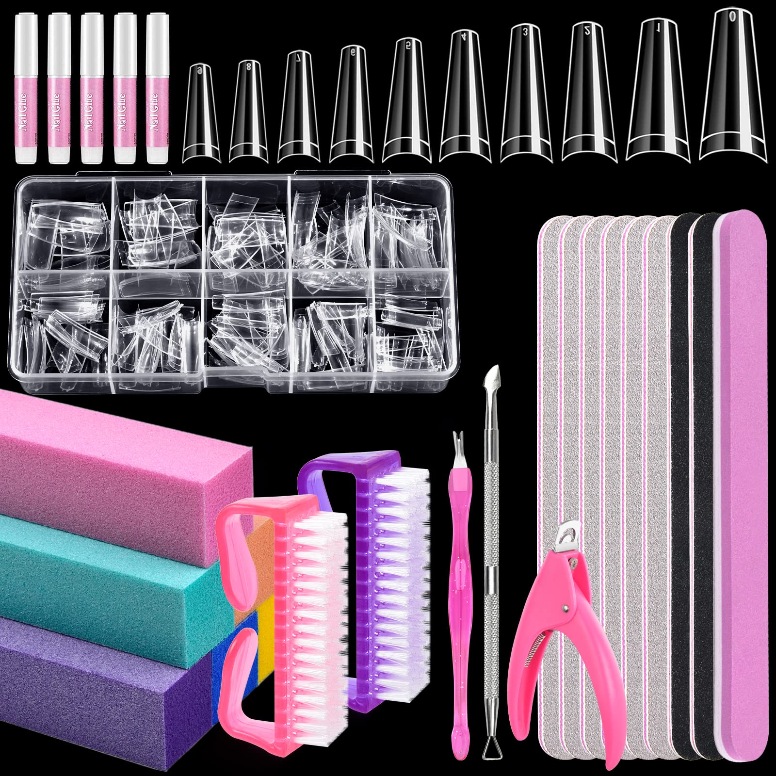 Nail Tips Set with Nail Buffer