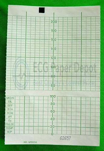 Philips COMPATIBLES m1913a gráficos de grabación de Monitoreo fetal, tamaño de 40paquetes por Caso, z-fold, 150mm x 49', Grid color verde