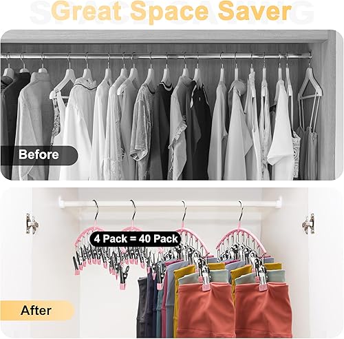 Miniatura 2 de Organizador de leggings para armario, perchas de metal para pantalones de yoga, paquete de 4 con 10 clips con capacidad para 40 leggings,