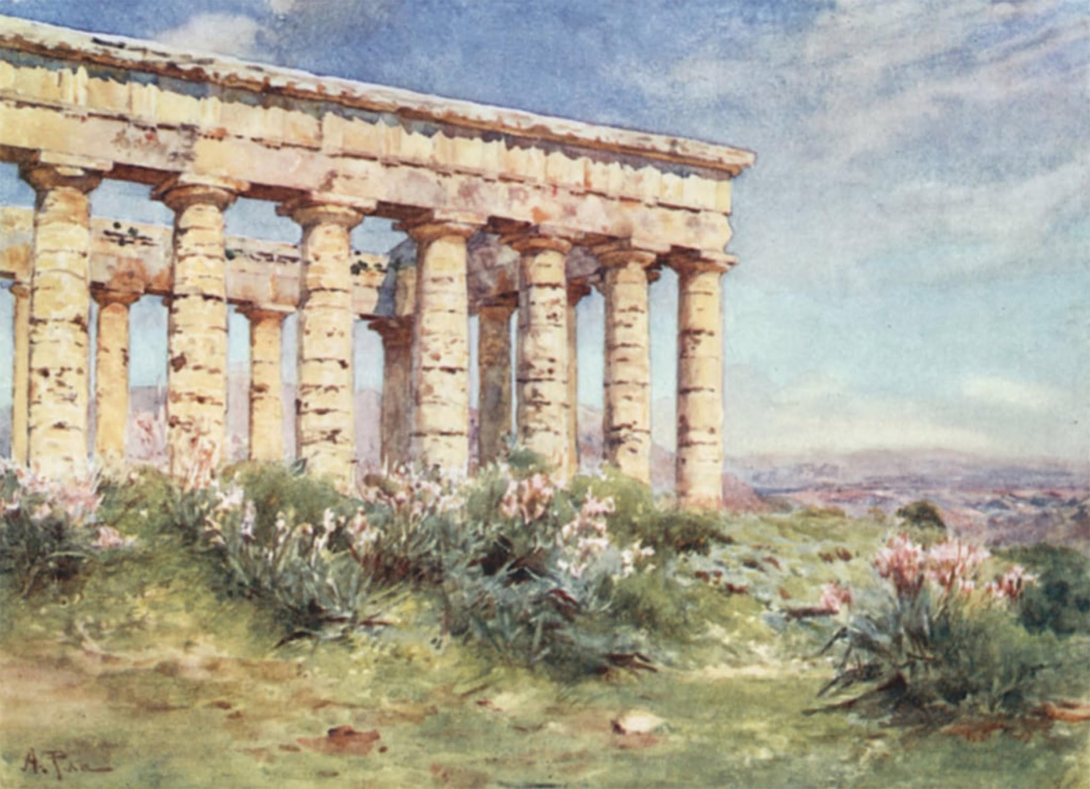 HRJUBWREE Famous Paintings Pictures Artwork Picture Temple of Segesta by Alberto Pisa Photo Wall Print for Home Decor 60x90cm