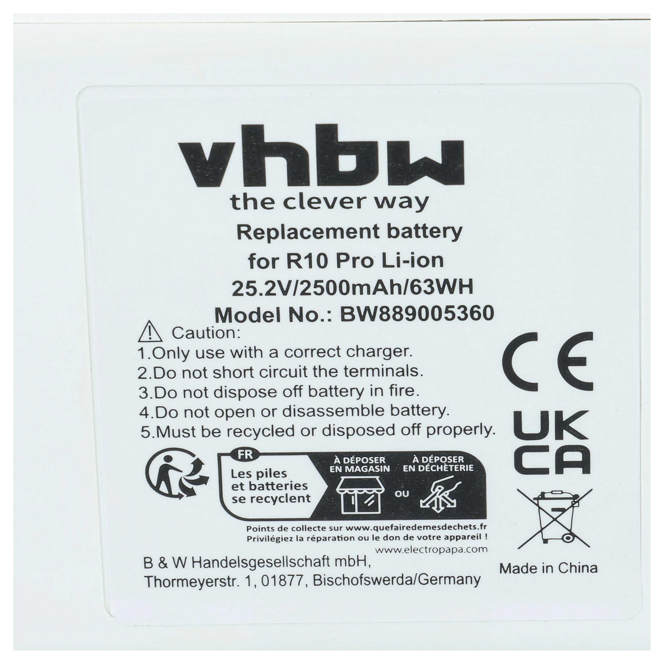 vhbw Bateria zamienna do Dreame V2213-7S1P-BCA, V2213V-8S1P-BWA do odkurzacza Biały (2,5Ah, 25,2V, Li-ION)