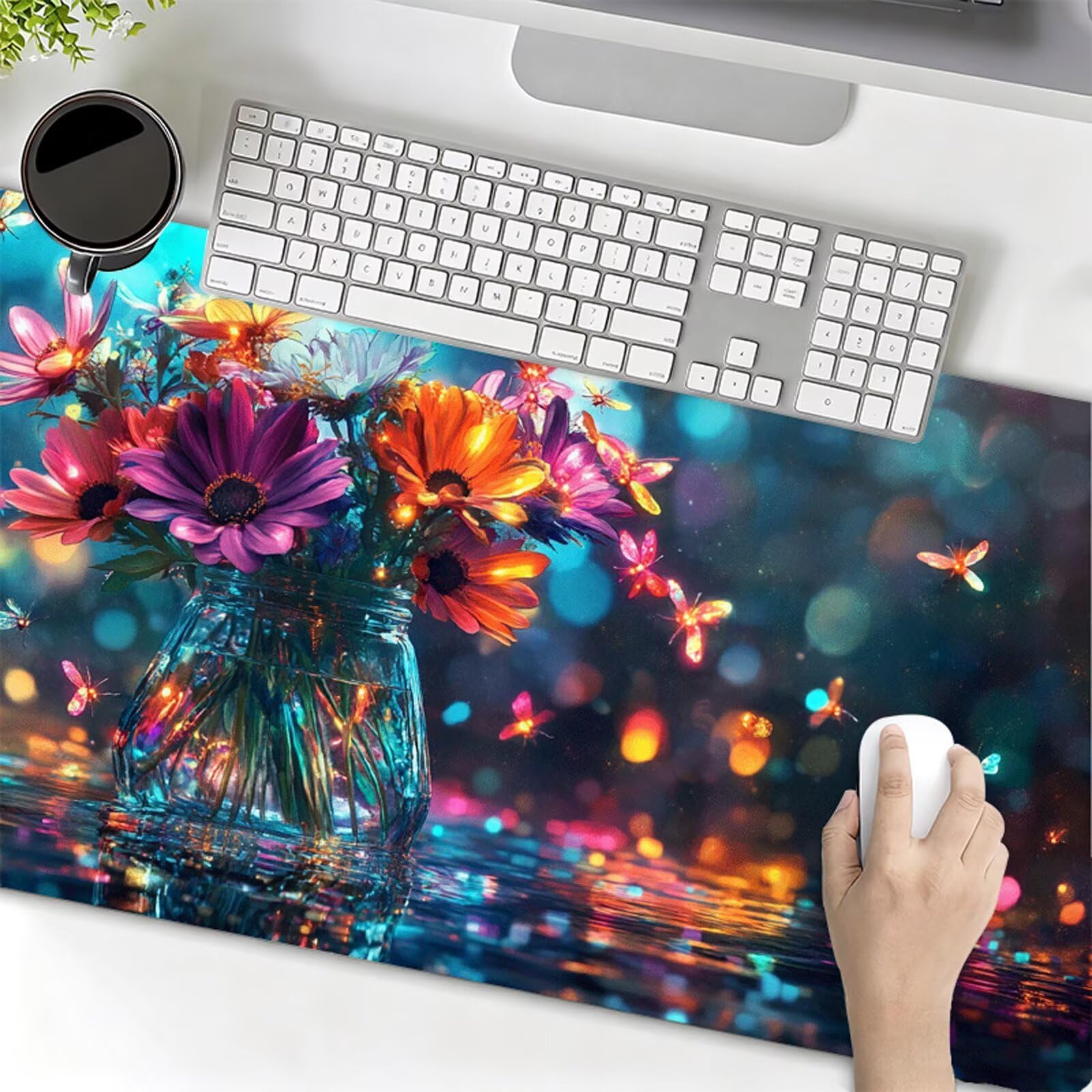 Podkładka pod mysz XXL 1000x500x3mm podkładka pod mysz kwiat podkładka pod mysz kolor poprawia precyzję i szybkość, antypoślizgowe wodoodporne, szyte krawędzie, akcesoria do gier, komputer biurowy