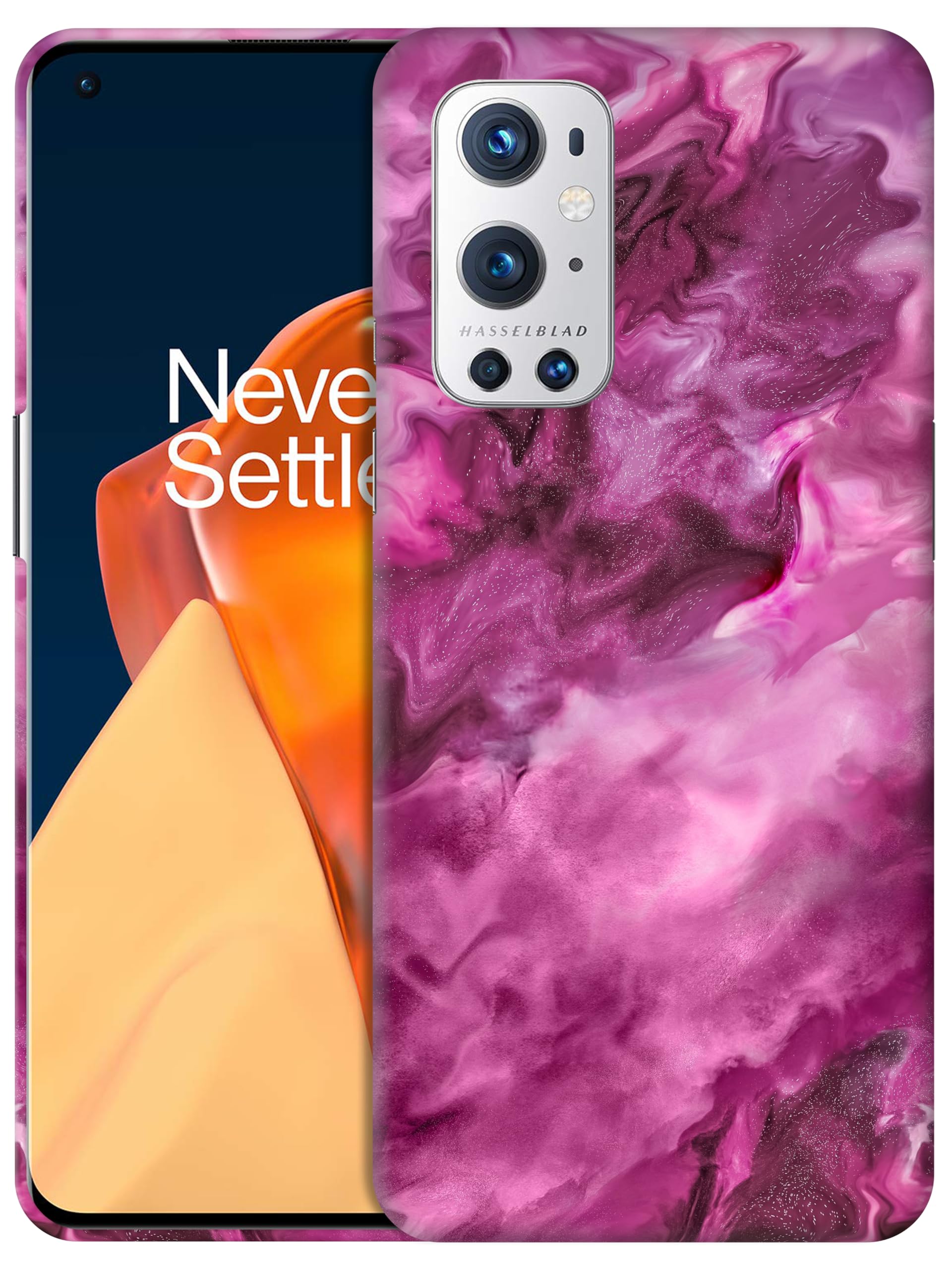 Coque OnePlus 9 Pro originale plastique dur fin marbré rose GlamCase - 8