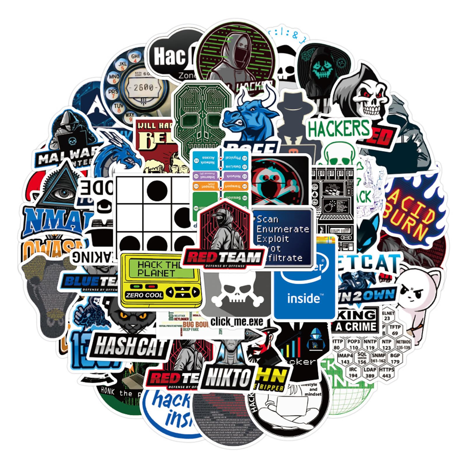 50pcs Hacker Stickers Cool Stickers Pack Programming Stickers Aesthetic Vinyl Waterproof Stickers for Laptop Water Bottle Computer Skateboard Luggage