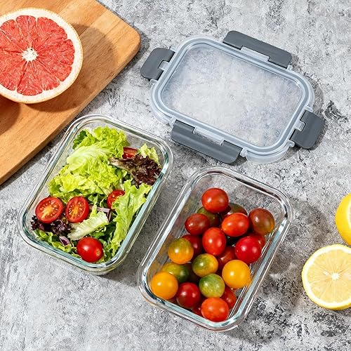 Miniatura 3 de MCIRCO - Paquete de 15 recipientes de vidrio para preparación de comidas de 13 onzas con tapas