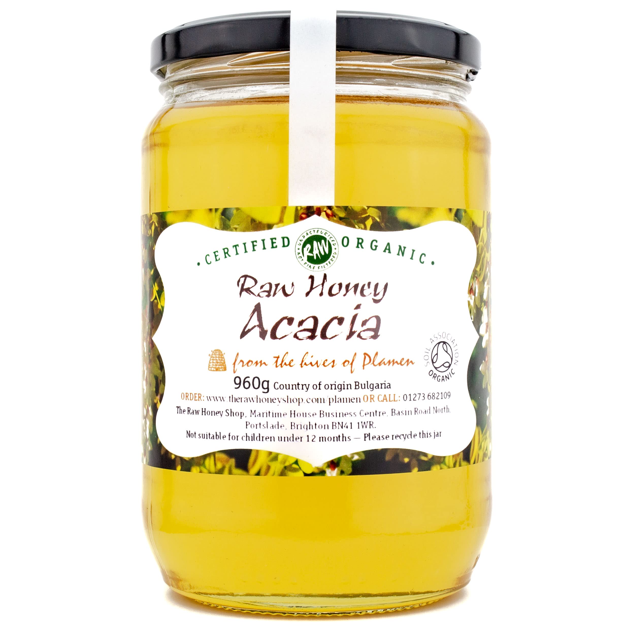 Plamen’s RAW CERTIFIED ORGANIC ACACIA HONEY, 960g - Pure Unpasteurised, Unfiltered, Unprocessed, Single Origin FOREST HONEY - The Raw Honey Shop