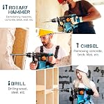 SHALL 1-1/4 pouce SDS Plus Foreuse rotative à marteau de service lourd, 1500W Démolition Hammer, un bouton 4 Fonctions avec réglage de vitesse, Chisel plat, Point Chisel et 3 Boutons de forage inclus, 0-950 RPM