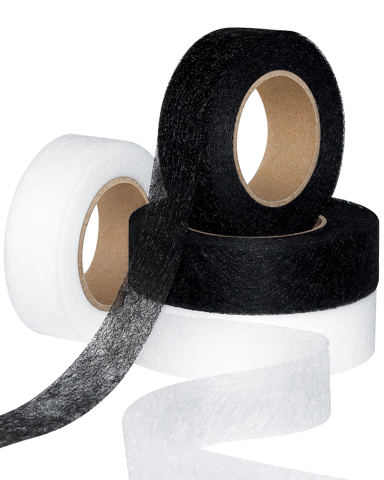 plantional 4 rolls ironon hemming tape  stitch witchery sewing tape 1 x 22yd each 88yd total  nosew fabric fusing tape for pants clothes amp curtains white amp black