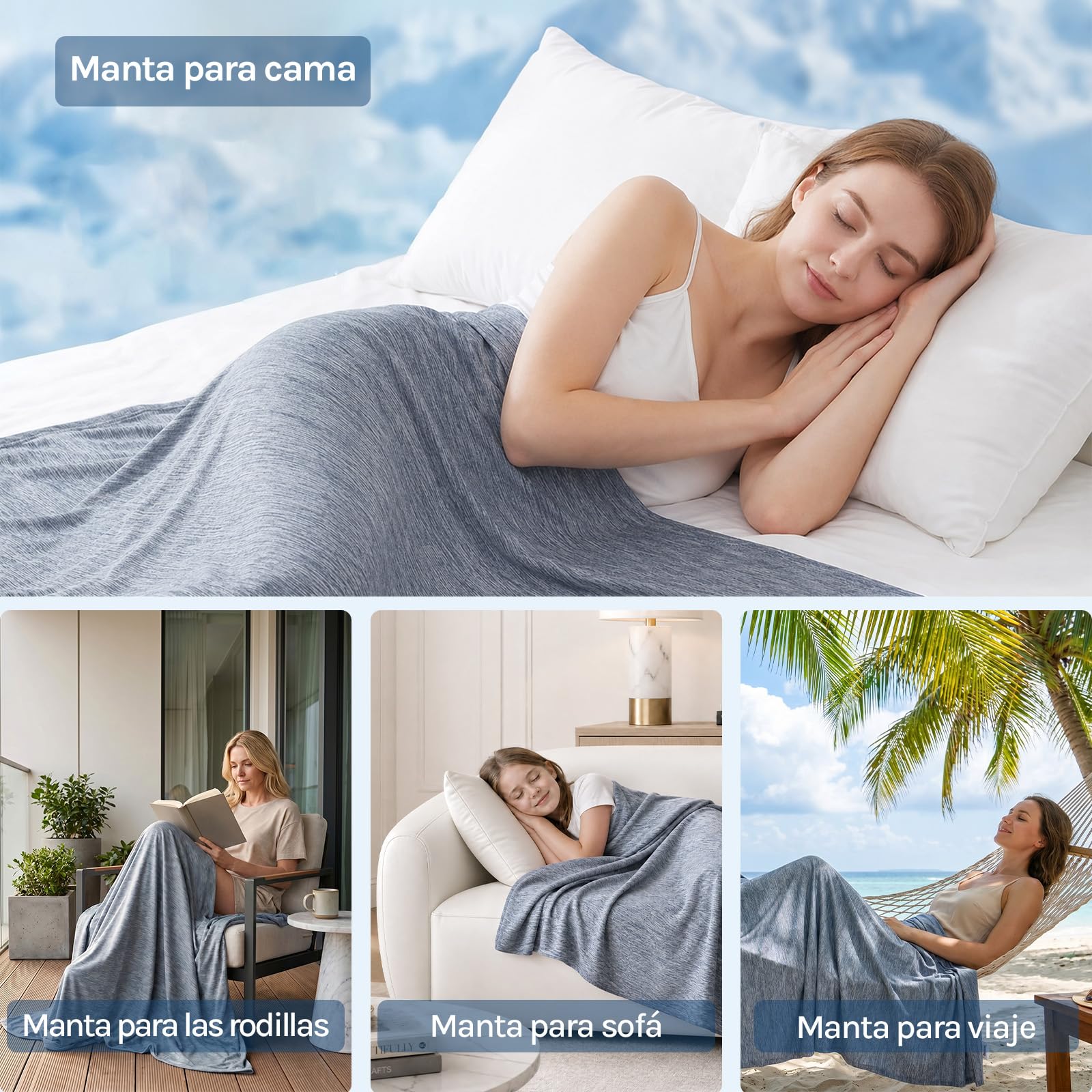 WOLTU Manta Refrescante para Personas Microfibre de Enfriamiento ARC-Chill Q-MAX>0.45 Suave y Transpirable de para Cama Sofá Refrigeración Automático Manta de,150x200cm Azul