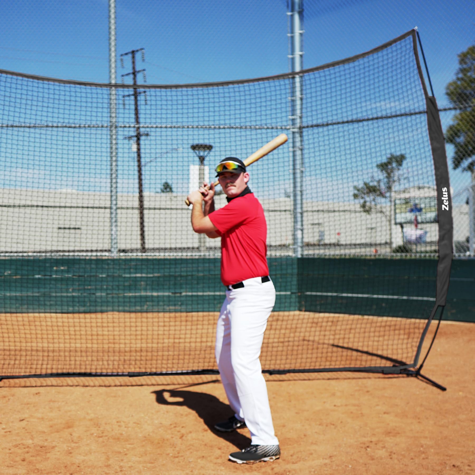 ZELUS 16x10ft Barricade Backstop Net, Ball Sports Barrier Net, Practice Net for Baseball Softball Lacrosse Soccer Basketball, Black