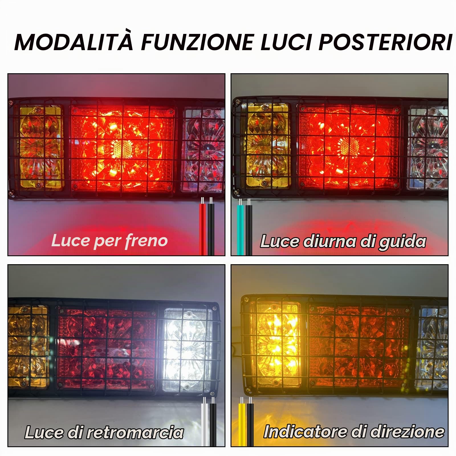 2PCS Fanali Posteriori Rimorchio,24V Luci del Rimorchio 32LED Luci Posteriori Trattore,Luce del Freno/Indicatore di Direzione/Luce di Retromarcia per Camion Caravan(con Rete in Ferro)