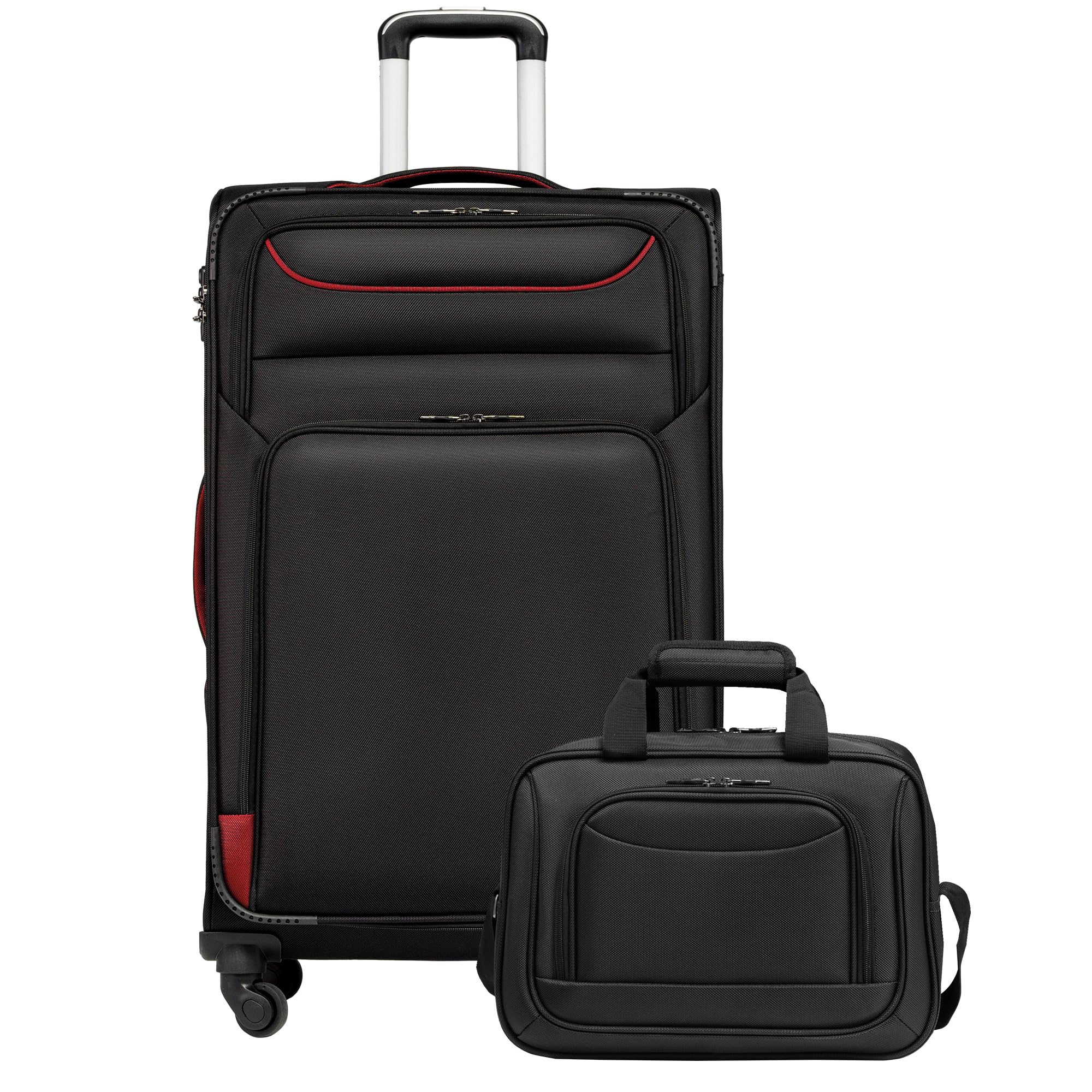 COOLIFE Koffer Trolley Koffer Reisekoffer von 4 Rollen Stoffkoffer Handgepäck TSA-Schloss Der Koffer Enthält 1 Große Umhängetasche