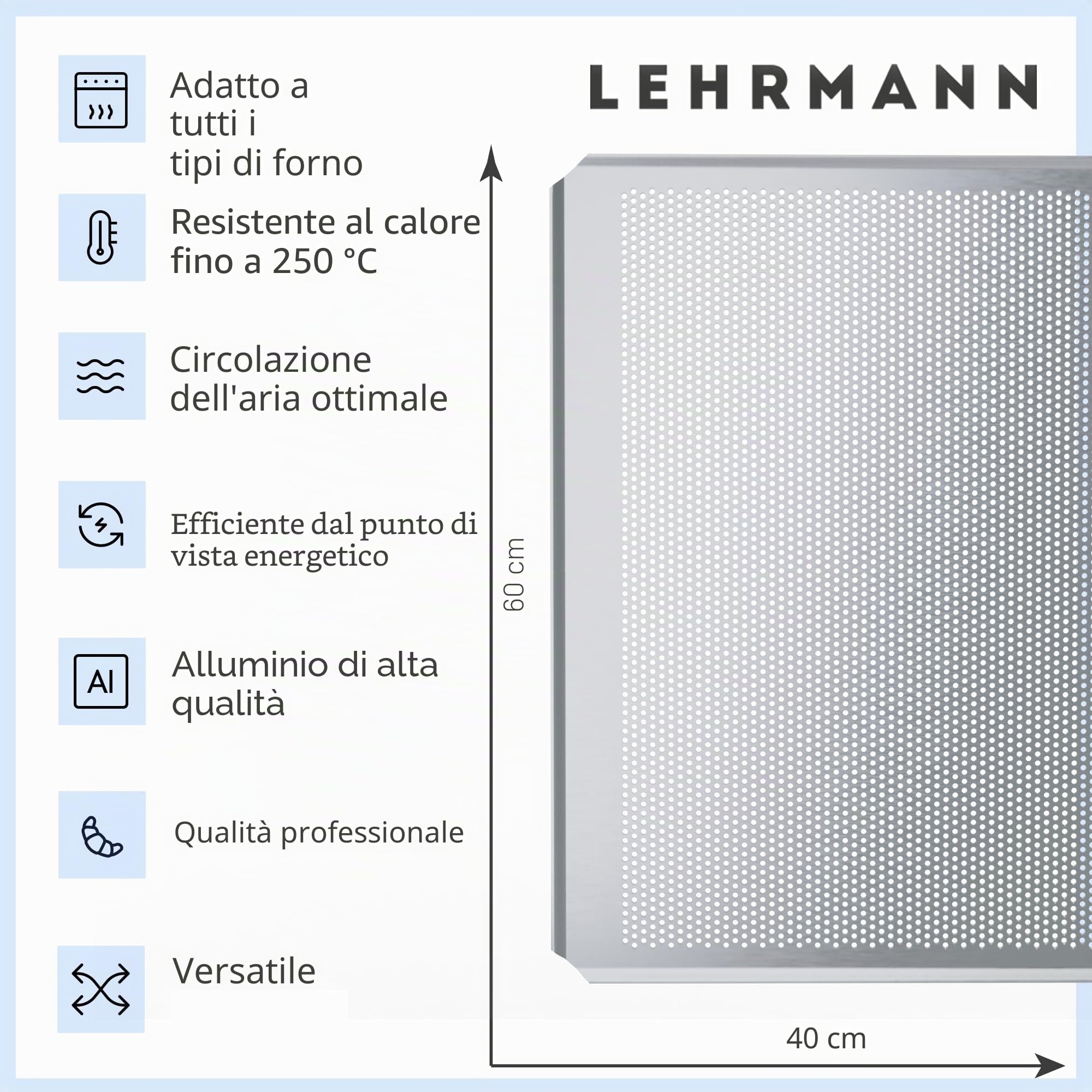 Teglia forata da forno (3 pezzi) 60 x 40 cm teglia per pizza Compatibile/sostitutivo per WIESHEU ELOMA MIWE