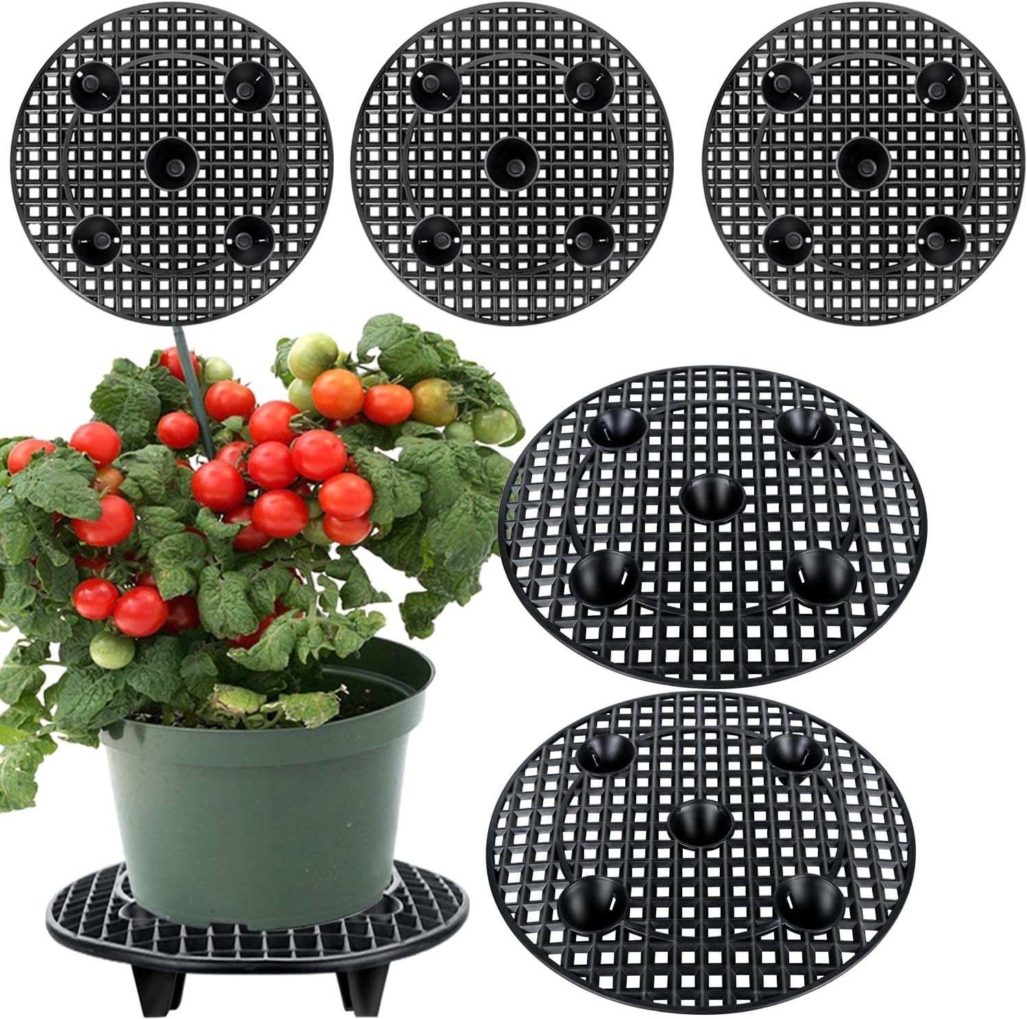 6 Pack Pot Elevator for Plants , 12 Inch Heavy Duty Plant Riser for Pots Indoor , Outdoor Plant Stands for Patio Flower Pot ,Plant Pot Feet Outdoor Planters,Patio & Deck Floor Protector
