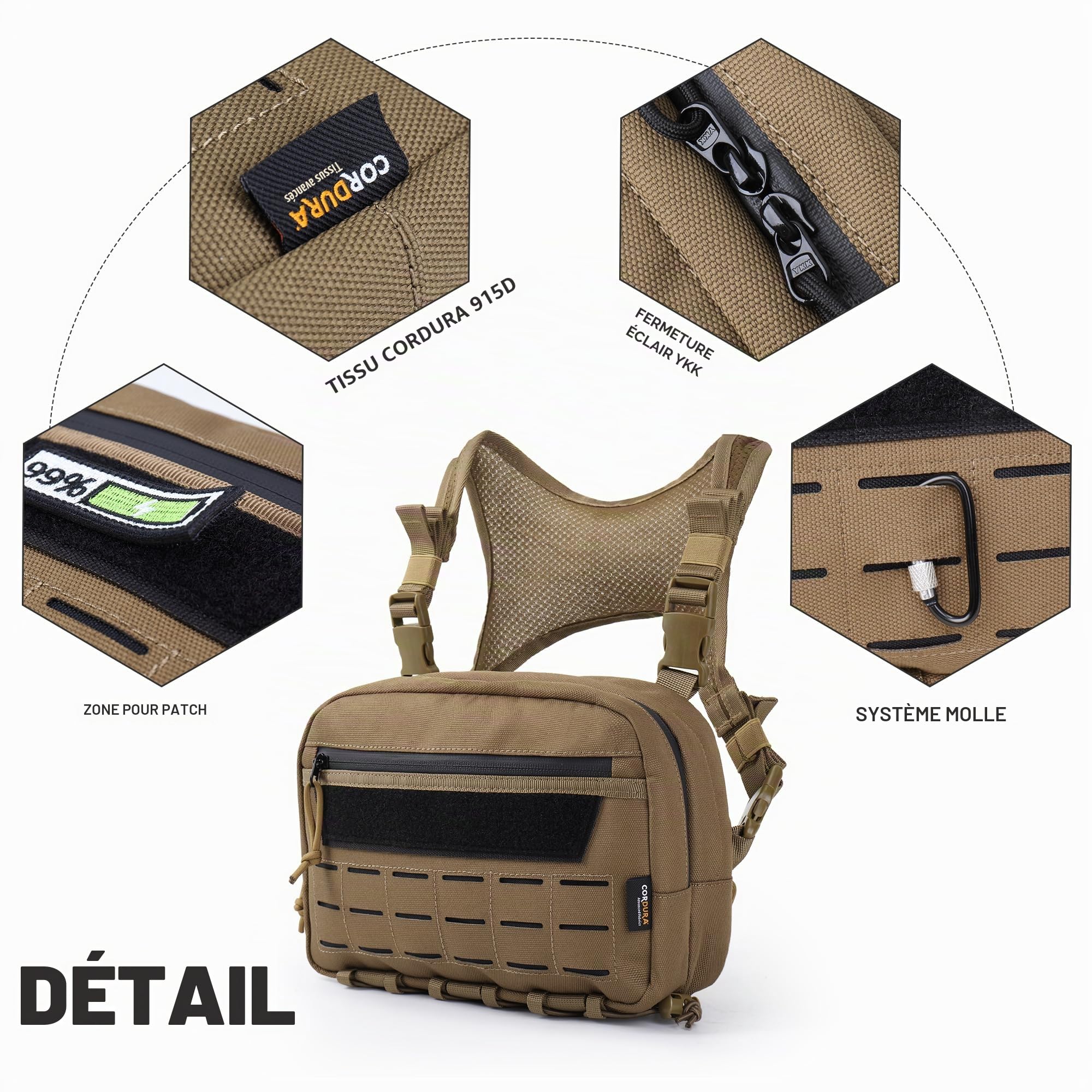 Mardingtop Poche poitrine tactique Molle Gilet Pouch Chest Rig pour aventures en plein air, cyclisme