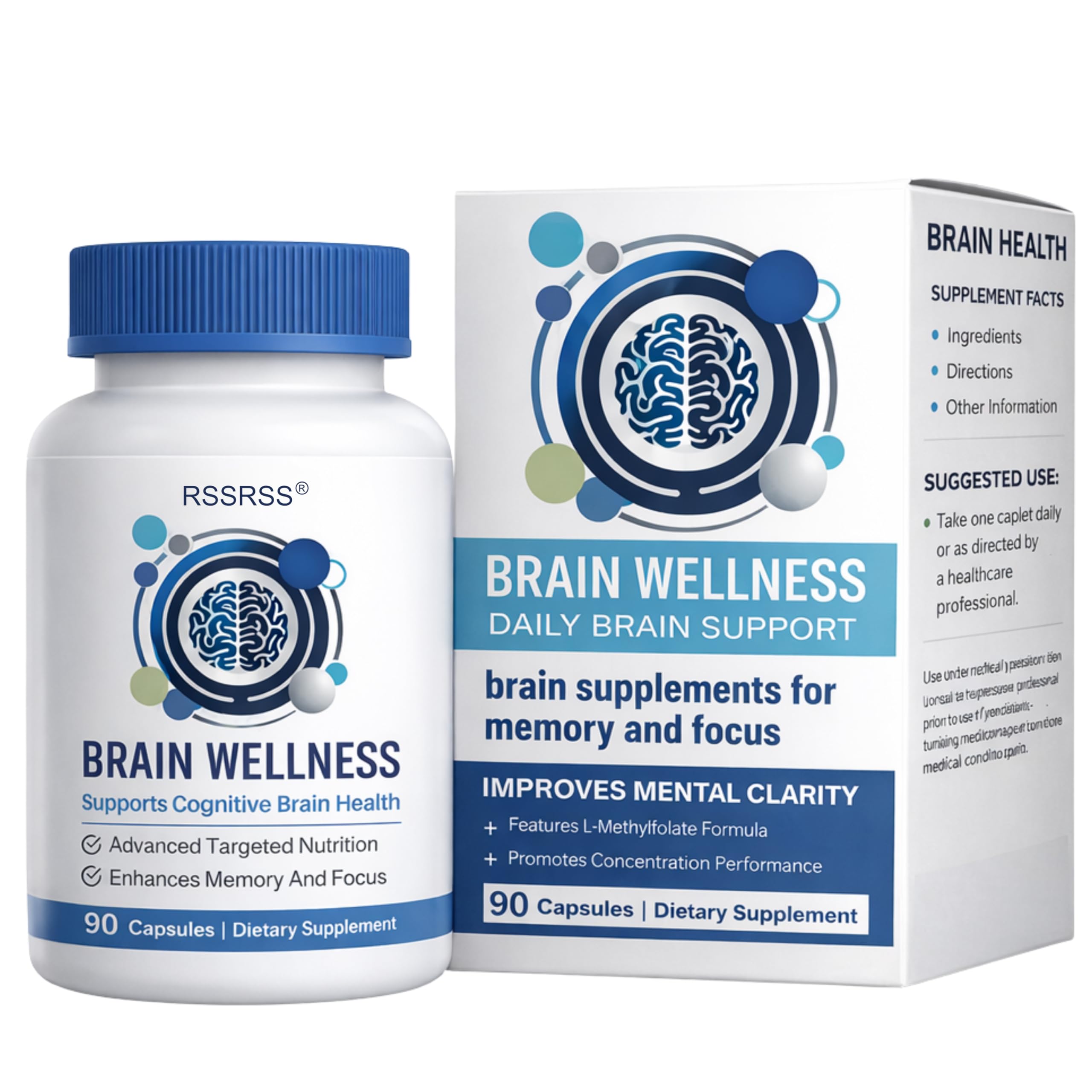 Brain Focus Supplement with Vitamin B12 2000 mcg, 90 Capsules 90 Count (Pack of 1) 1