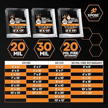 8' x 15' Clear Vinyl Tarp - Fire Retardant 20 Mil Super