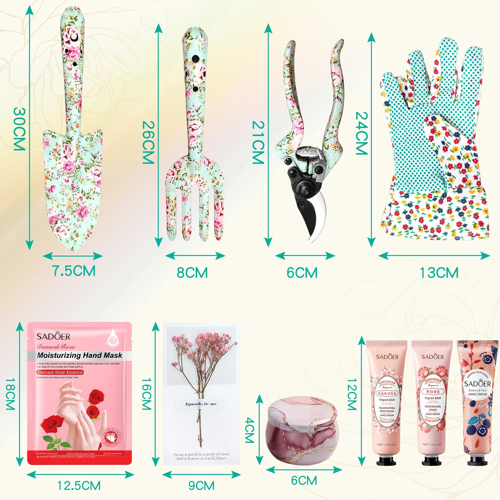Coffret Cadeau Jardinage Femme – Ensemble Outils Floral + Gants, Bougies & Crèmes Mains, Idéal Anniversaire, Fête Des Mères Ou Retraite (Rouge)