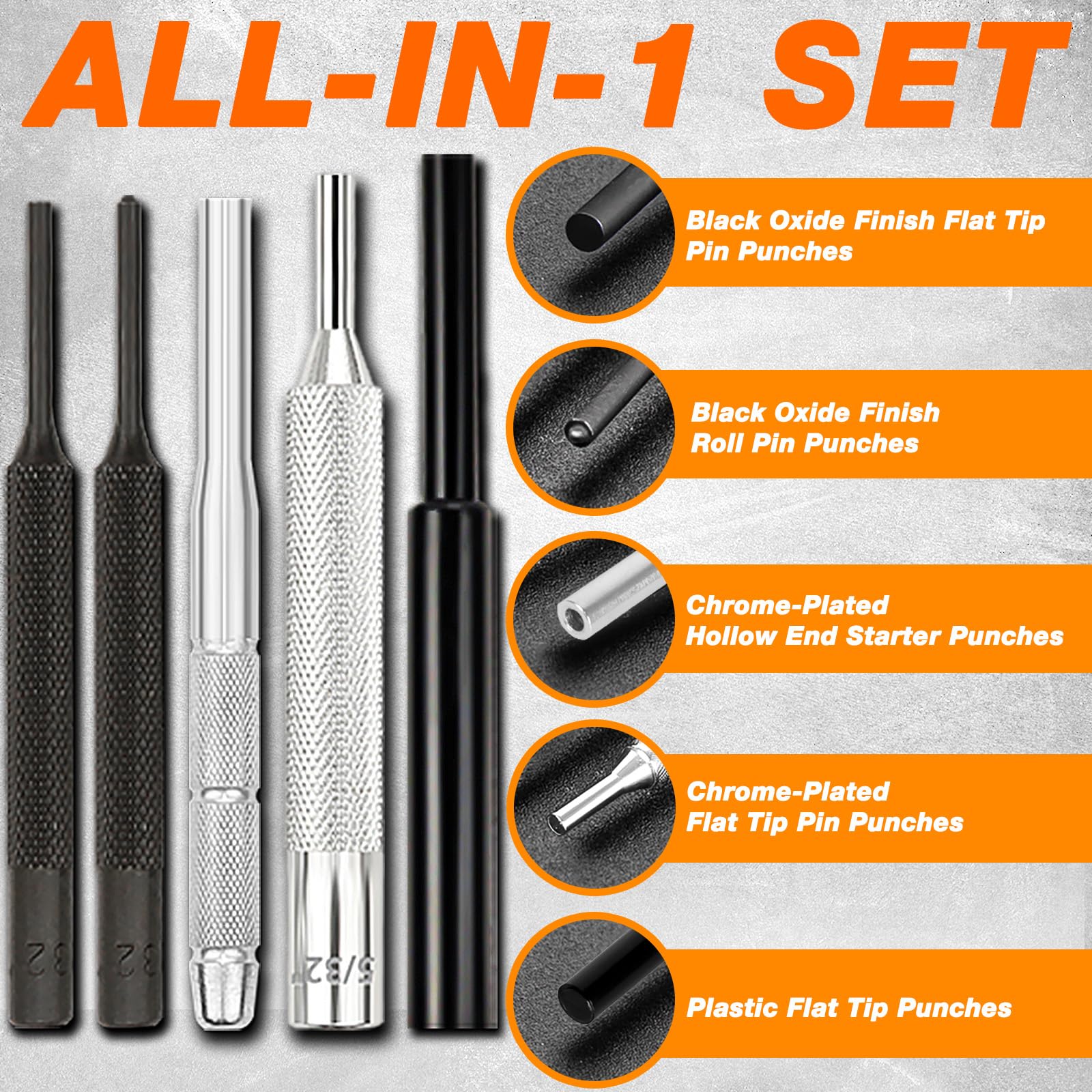 25pc Punch Set with Hammer and Bench Block L202