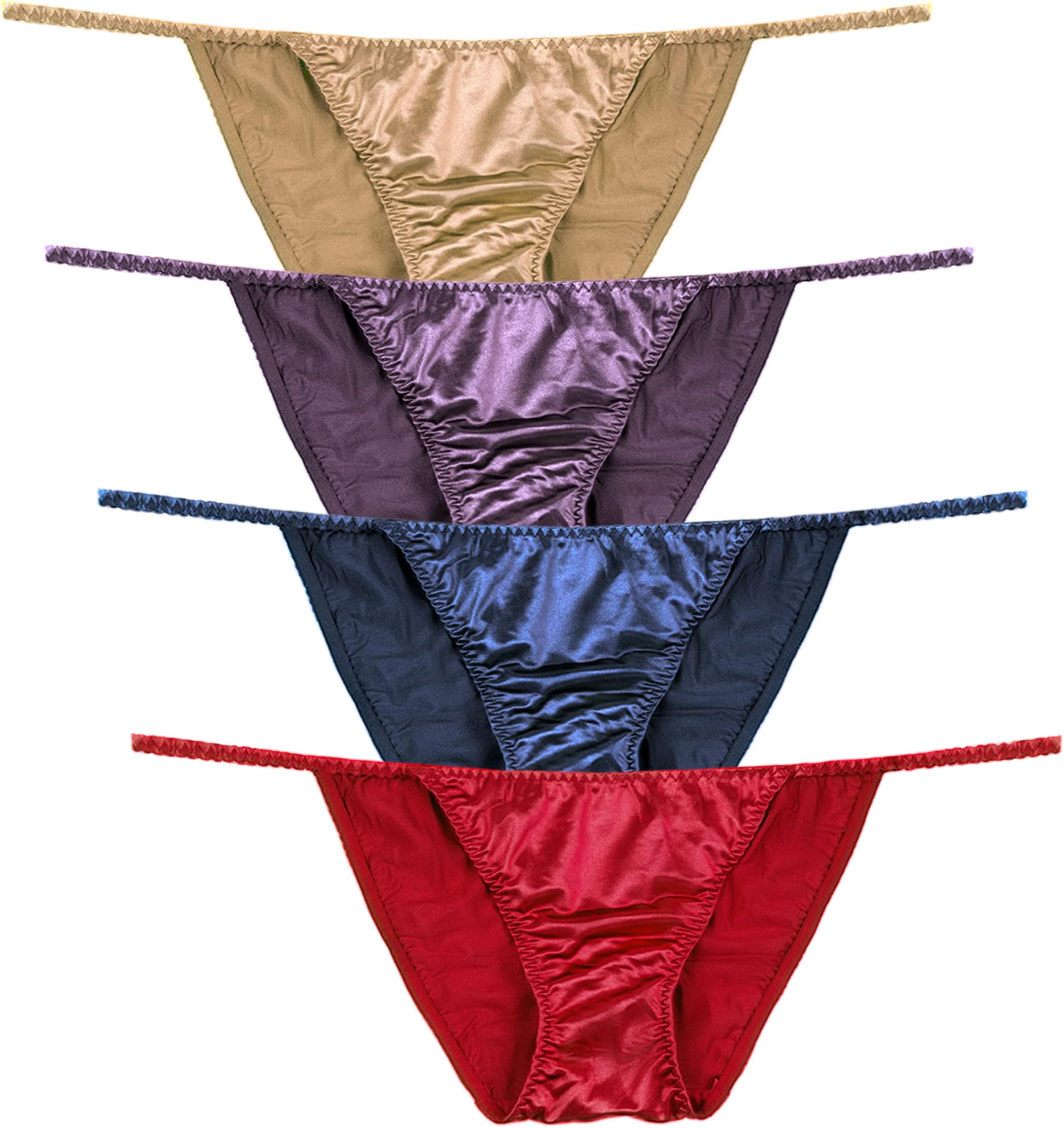 B2BODYWomens Silky Sexy Satin Tangas Panties S - Plus Size Women Underwear Multi-Pack