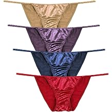 B2BODY Womens Silky Sexy Satin Tangas Panties S - Plus Size Women Underwear Multi-Pack