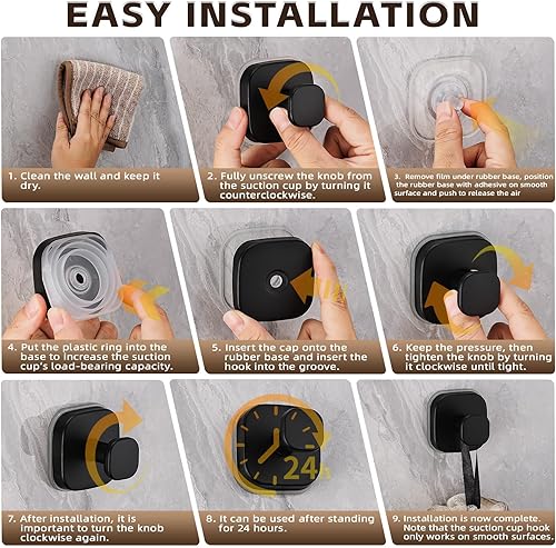 Miniatura 7 de Ganchos de ventosa reutilizables resistentes para cocina, baño, ducha, ganchos a prueba de humedad para toallas, batas, esponjas y coronas/montaje