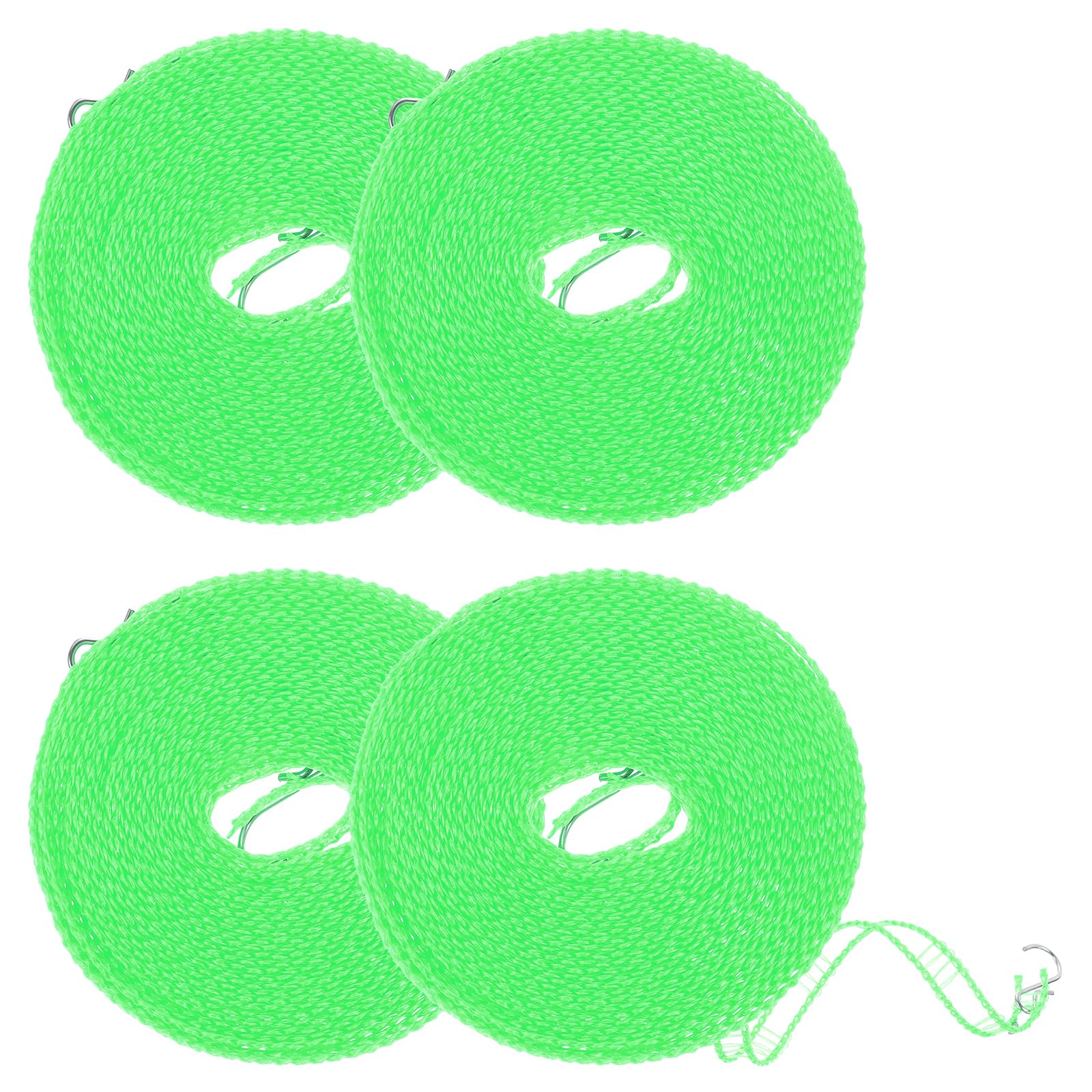 sourcing map 4Pcs 26.24ft Windproof Nylon Clothesline, Portable Washing Line, Adjustable Clothes Drying Rope for Camping Travel Hanger or Home, Green