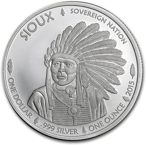 Miniatura 6 de 2015 Sioux Indian Buffalo Native American Mint 1 onza .999 Plata Fina BU Unc Moneda 925 Collar de plata esterlina 925 NUEVO