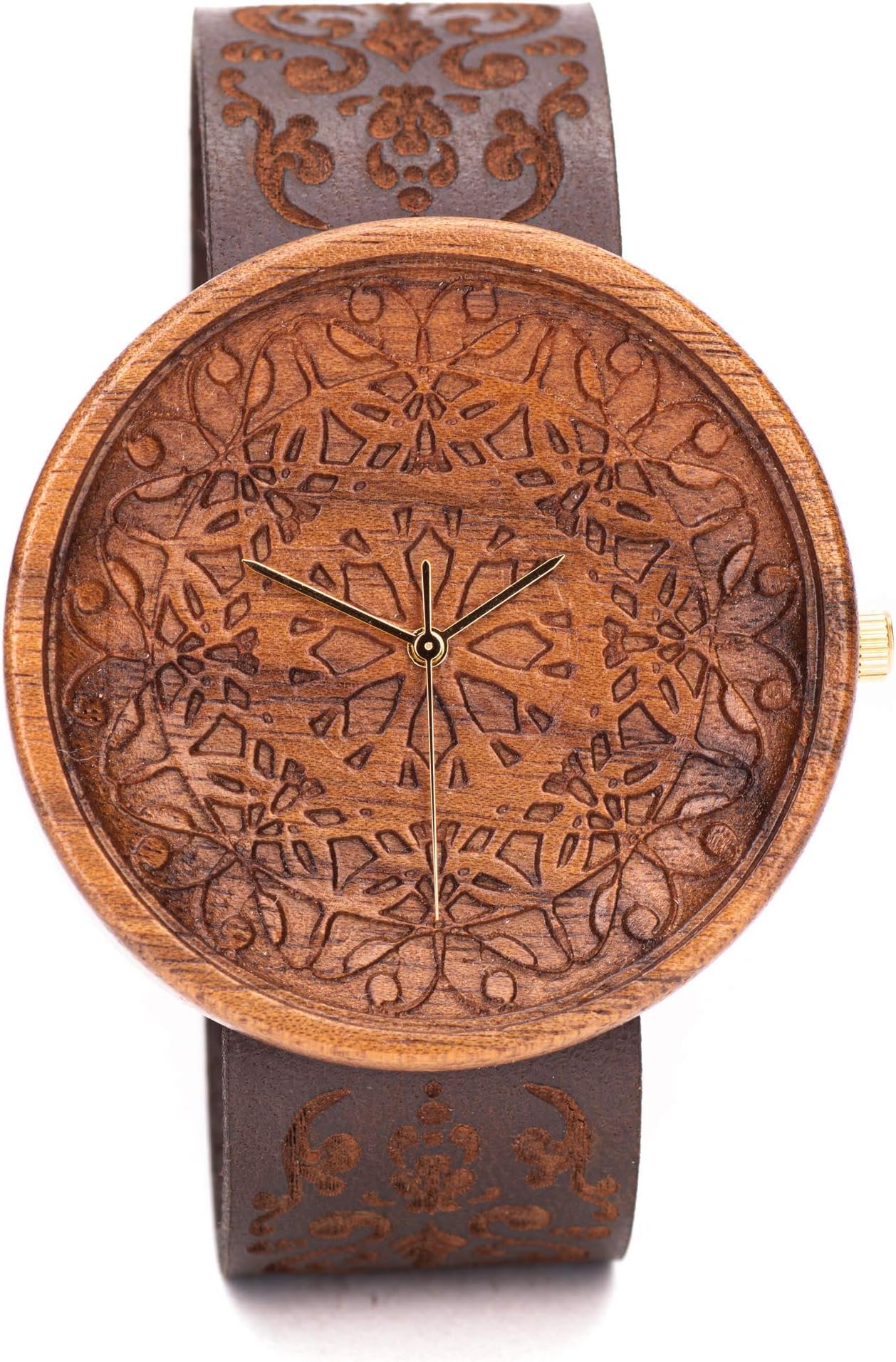 Ovi Watch - Original Engraved Wooden Watch Powered By Swiss Quartz Movement - Comes With Wood Gift Box