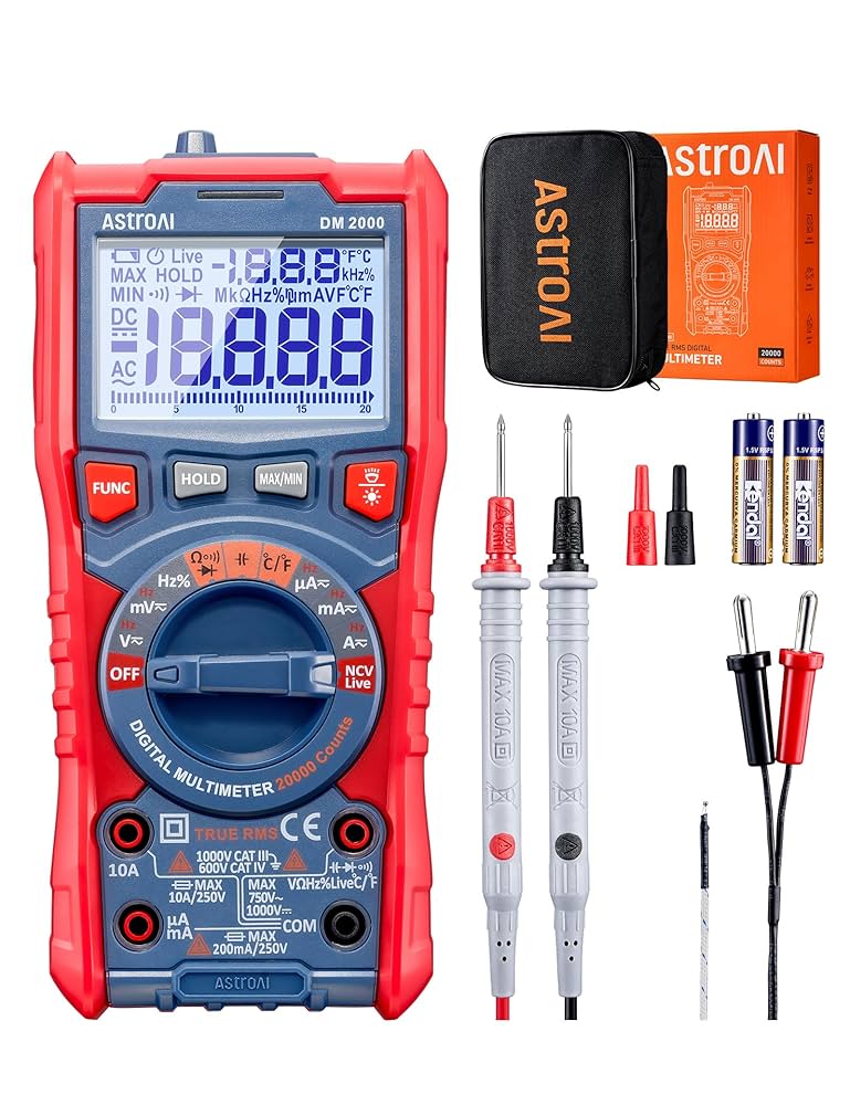 AstroAI Digital Multimeter Ohm Volt Amp Spu00e4nningsprovmu00e4tare Med AstroAI Digital Multimeter Ohm Volt Amp Spu00e4nningsprovmu00e4tare Med