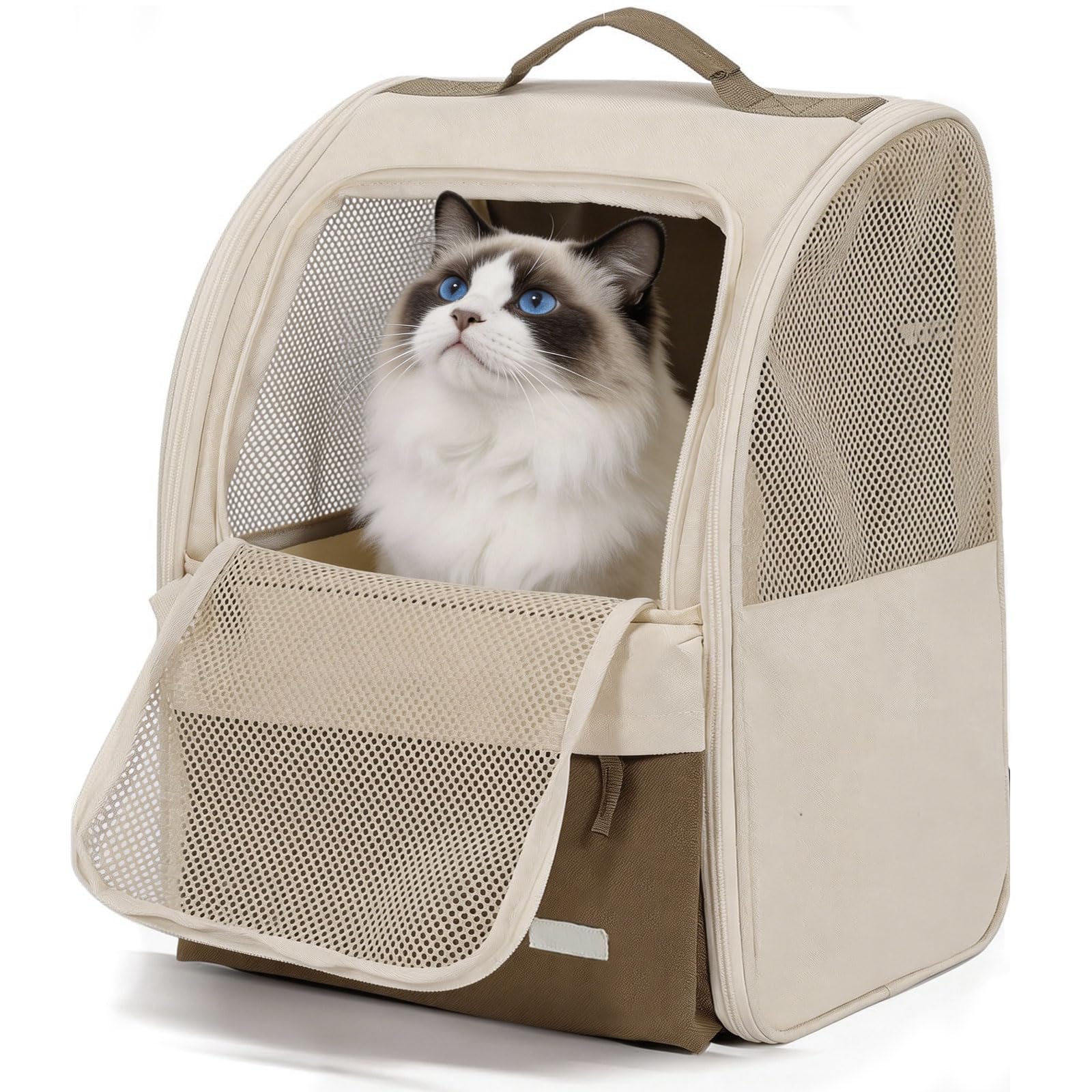 Dog and Cat Backpack for Small Pets 2-8kg - Foldable Pet Backpack 600D Oxford Pet Carrier Bag with Mesh Window Dog & Cat Backpack with Sturdy Frame Anti-Escape Leash for Travel and Outdoor Activities