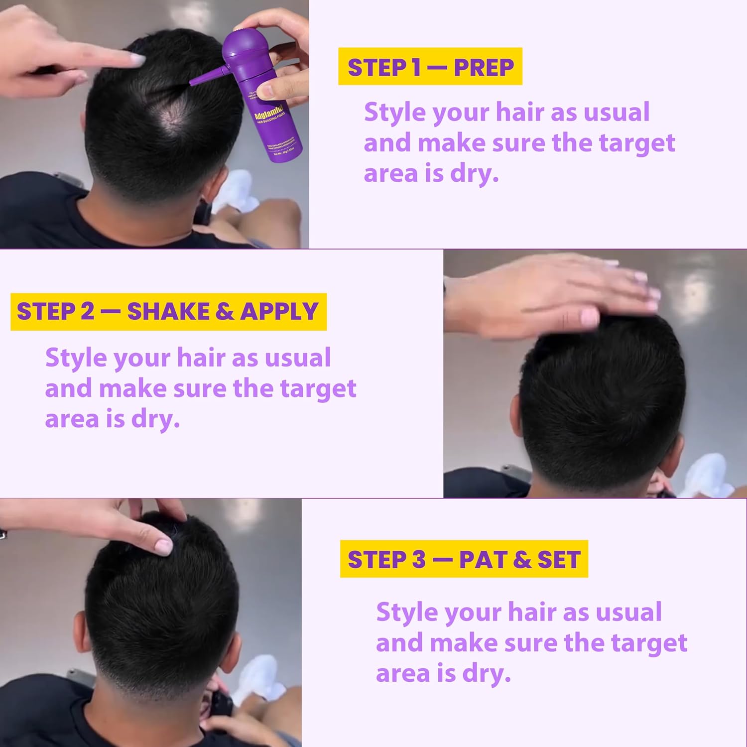 Hair Fibers for Thinning Hair, Hair Fibers with Spray Applicator Nozzle, Undetectable Finish for Hair or Beard, Long-lasting Hair Loss Concealer for Women & Men (Black, 30g)