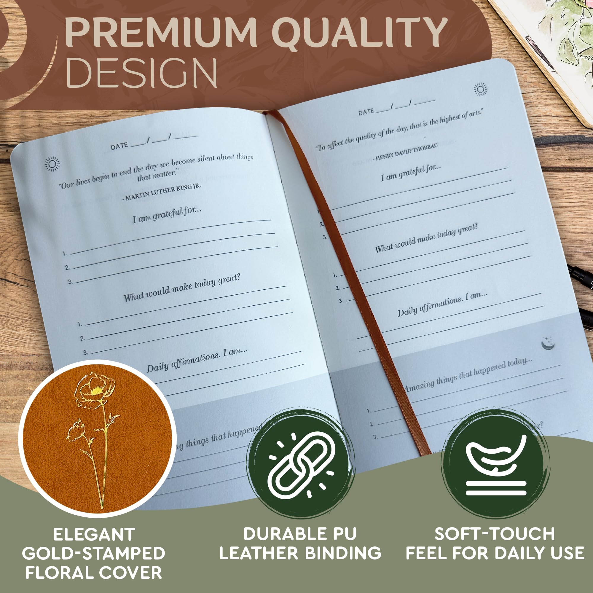 Gratitude Journal for Women and Men - With Writing Prompts for Self Care, Improvement and Manifestation - Daily Wellness and Guided Mental Health - 5 Minutes a Day - Inspirational to Practice Self Love and Reflection - Image 3