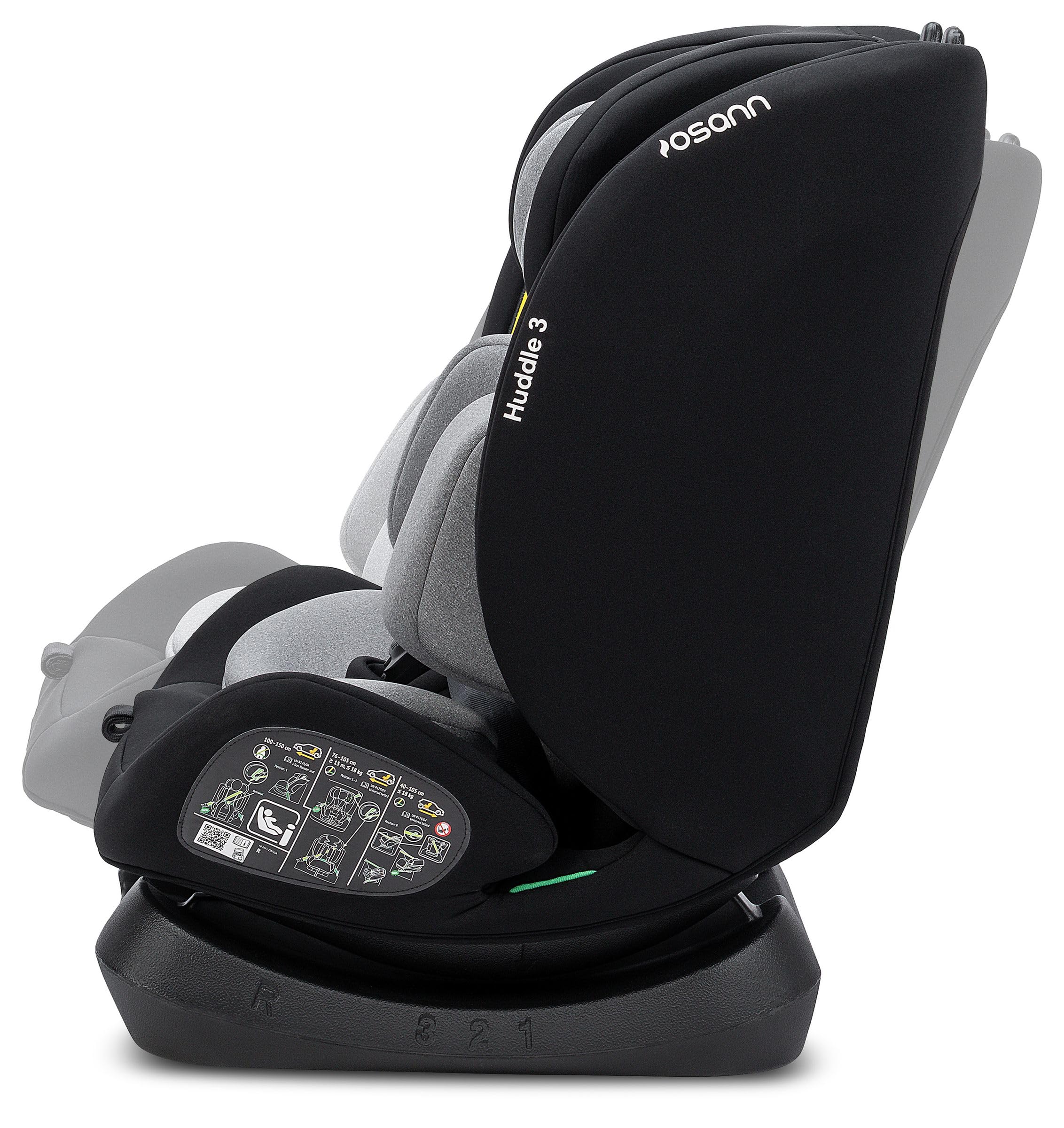 Seggiolino auto Huddle 3 isize altezza bambino da cm 40 a cm 150 dalla nascita a 12 anni installazione con cinture dell'auto senza isofix
