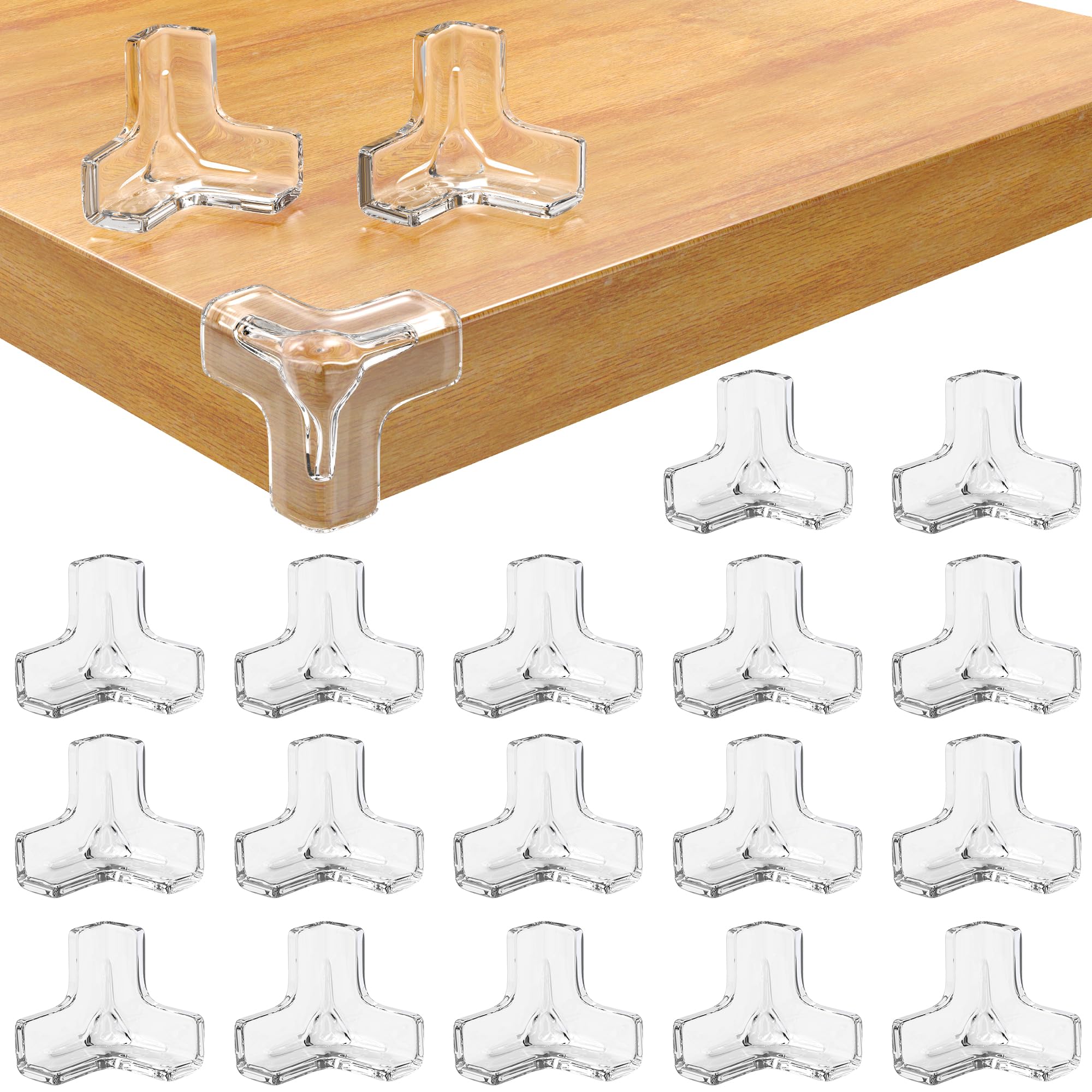 Elalove 20 Stück T-förmige Transparente Eckenschutzkanten aus weichem PVC, 4.5 x 4.5 x 4.5 cm, Selbstklebender Kantenschutz für Möbel, Babyfreundlicher Ecken- und Tischkantenschutz