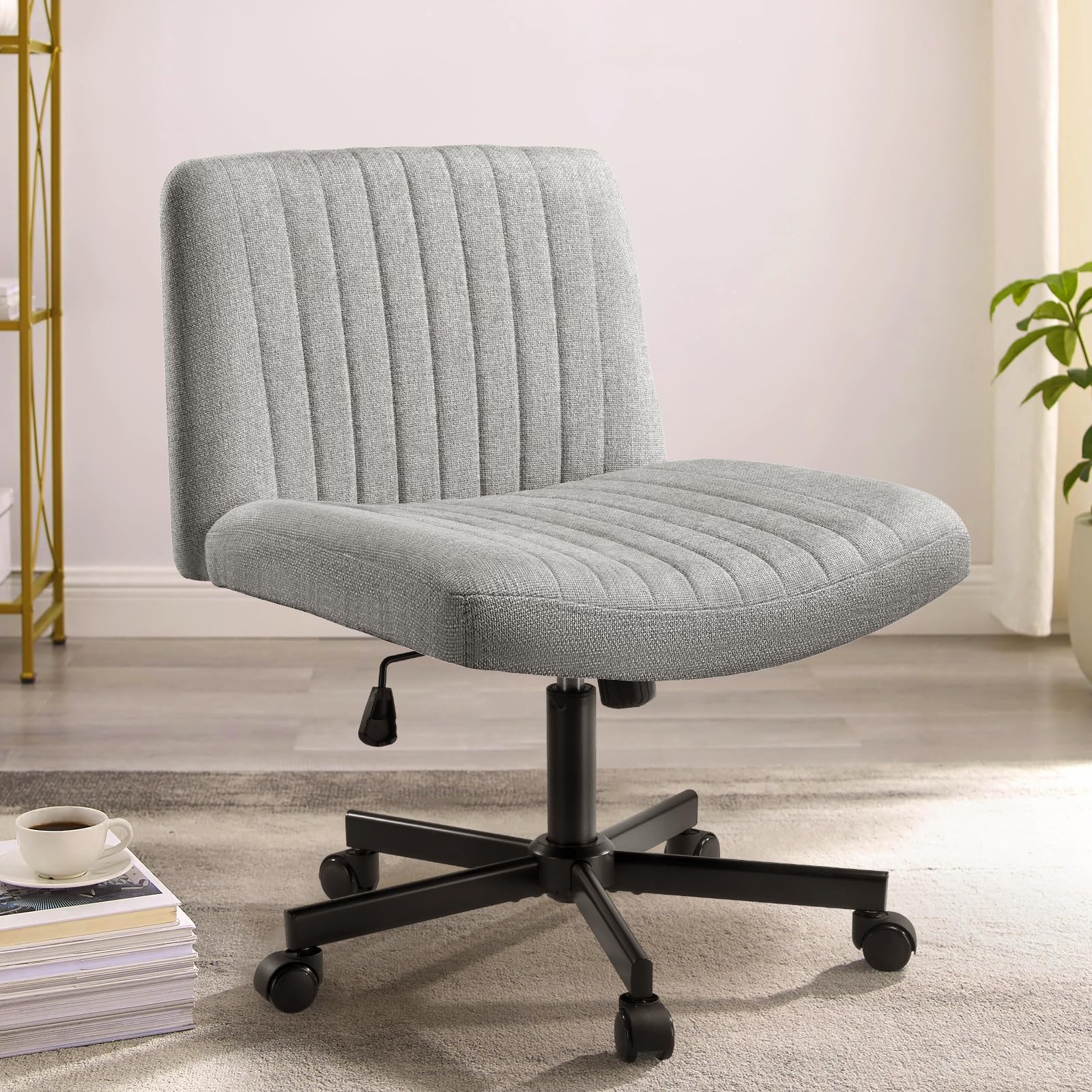 Desk Chair Ergonomic Cross Legged Office Chair Armless Wide With