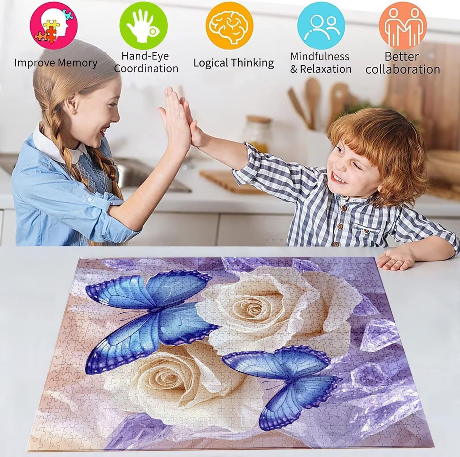 Puzzle 5000 Pezzi, 3 4 5 Anni Puzzle Rosa 6 7 8 Anni Giochi Educativi Sostenibili Con Motivi Per Adulti Da Gioco in Legno Di Alta Qualità Jigsaw Fiore per Gioco Familiare, 2026 Regalo Natale H-7730