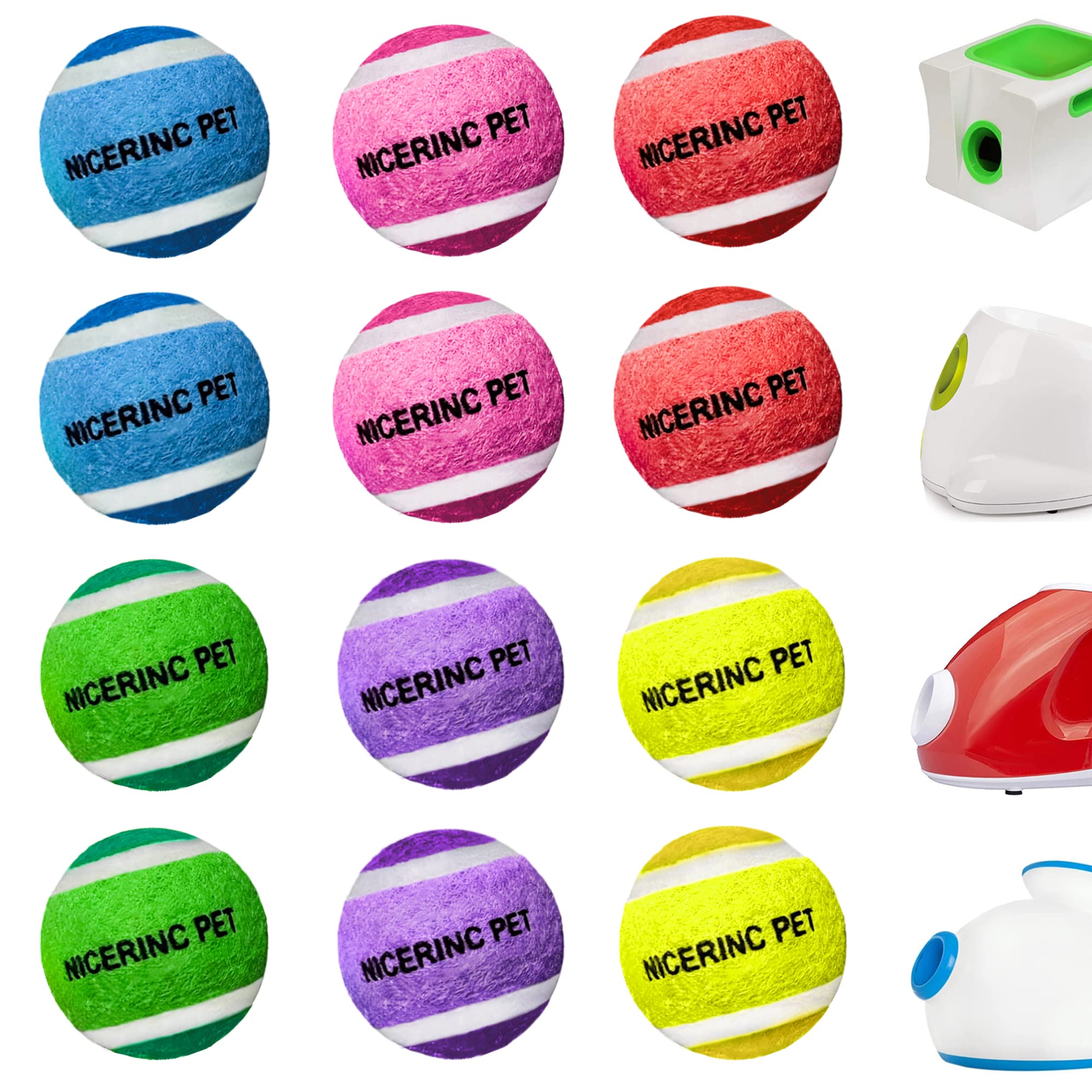 NICERINC PET X-Small Dog Tennis Balls Dog Toys Ball 1.5" Pack of 12, Fit Ball Launchers, Colored tennis balls
