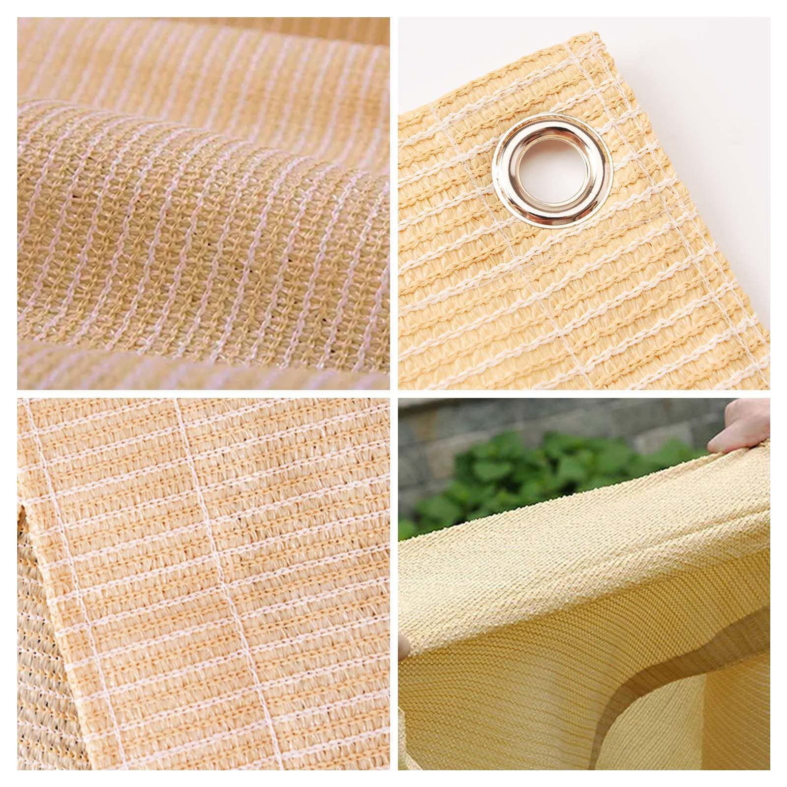 Vela ombreggiante beige 2,5x2,5 m, tessuto a rete con occhielli per giardino, pergolato, serra e piante, protezione UV al 90%.